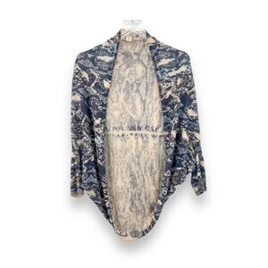 White + Warren linen blend cocoon snakeskin print lightweight cardigan sweater S